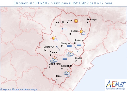 Mapa del tiempo en Aragon
